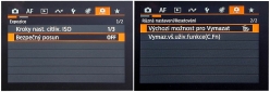 ORANŽOVÁ podnabídka různých nastavení má 2 volby