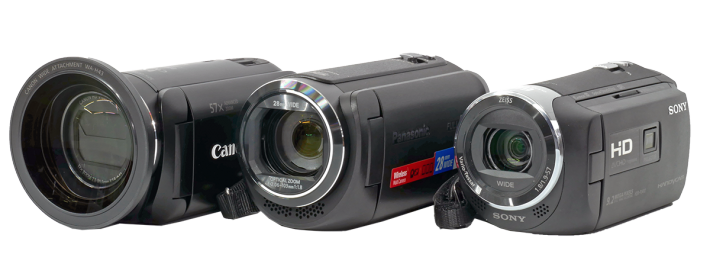Zleva: Canon HF R88, Panasonic HC-V180 a Sony PJ410